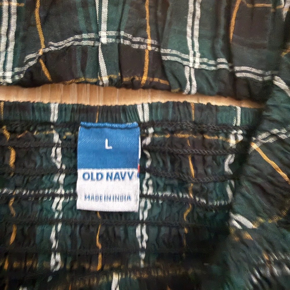 OLD NAVY Women Blouse Plaid Smocked Peplum Dark Academia‎ Cottagecore Size L - Picture 3 of 8